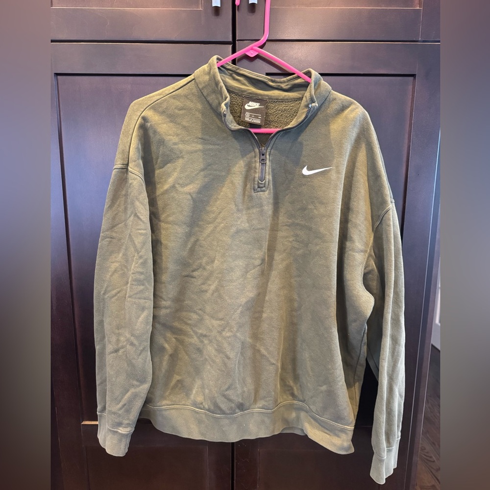 Nike Olive Green 1/4 zip Sweatshirt